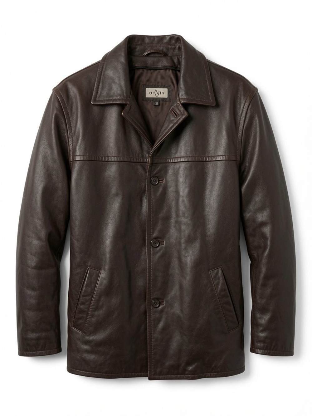 Orvis Dark Brown Leather Pea Coat